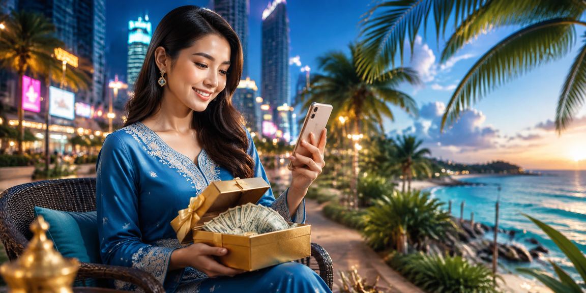 Pengguna kasino mudah alih usj7 di Kuala Lumpur berbaju kurung